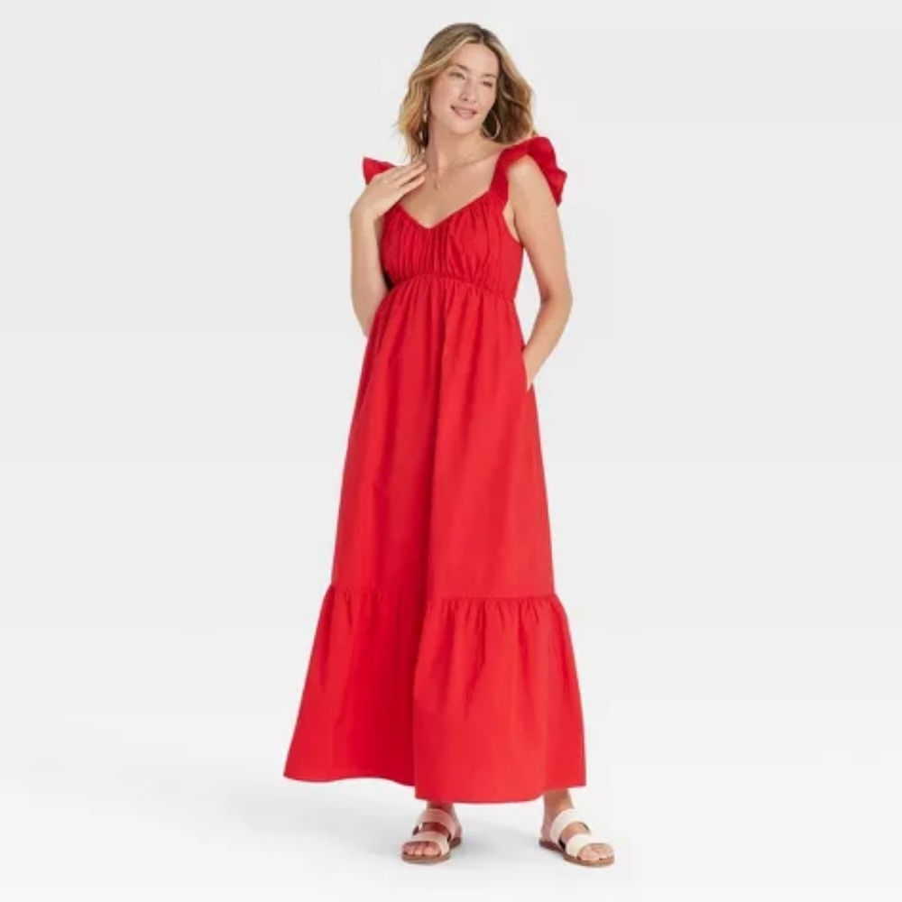Women's Flutter Cap Sleeve Maxi A-Line Dress - Universal Thread